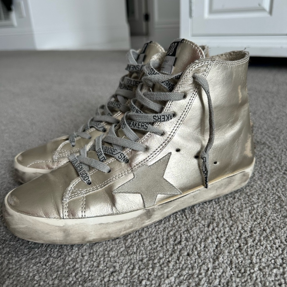 Golden Goose Gold High-Top Sneakers